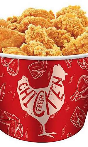 Embalagem para frango americano no balde Embalagem para frango americano no balde
